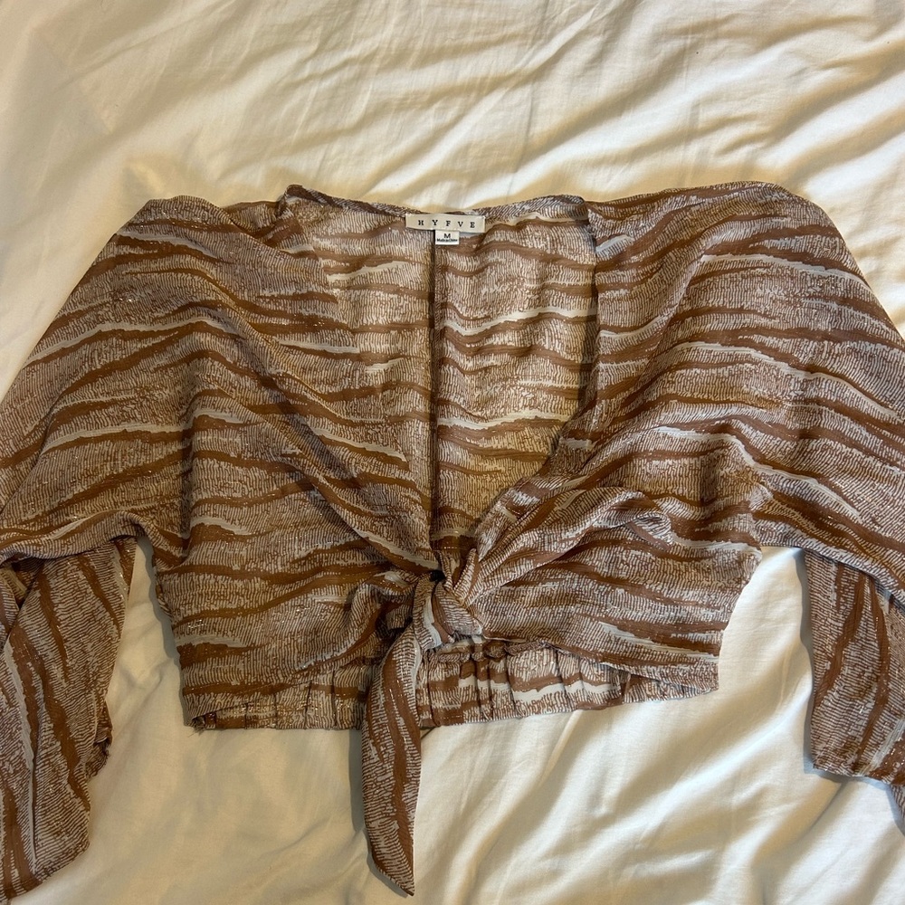 Brown sheer mesh crop top